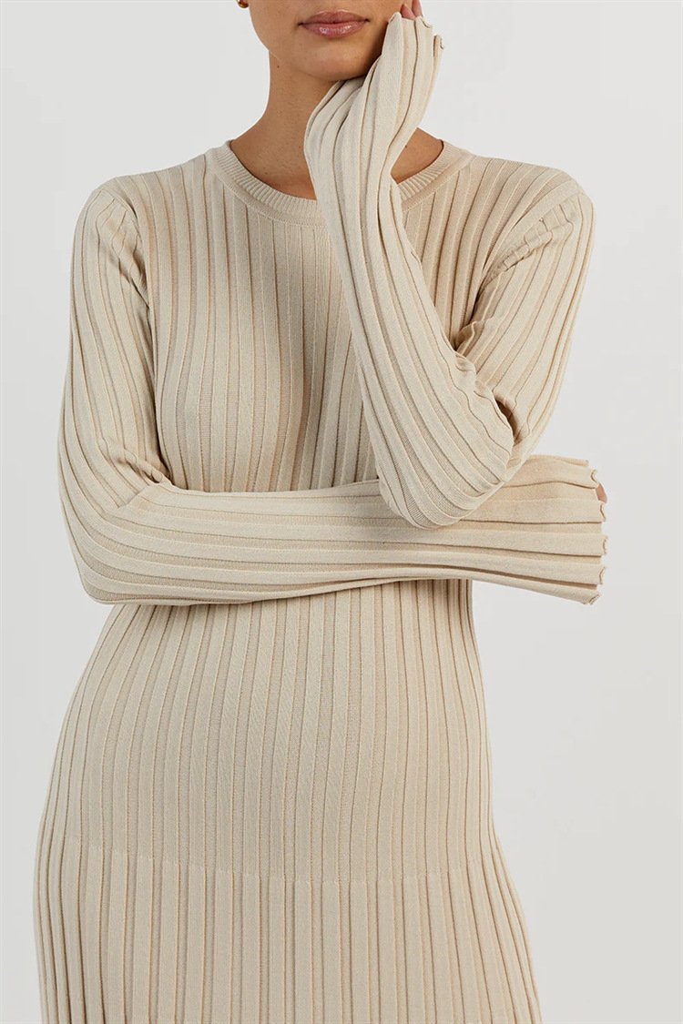 Antonia Rib Flare Maxi Knit Dress-Sunfere