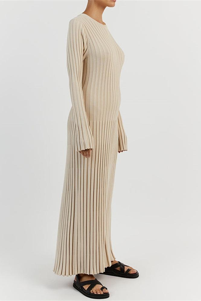 Antonia Rib Flare Maxi Knit Dress-Sunfere