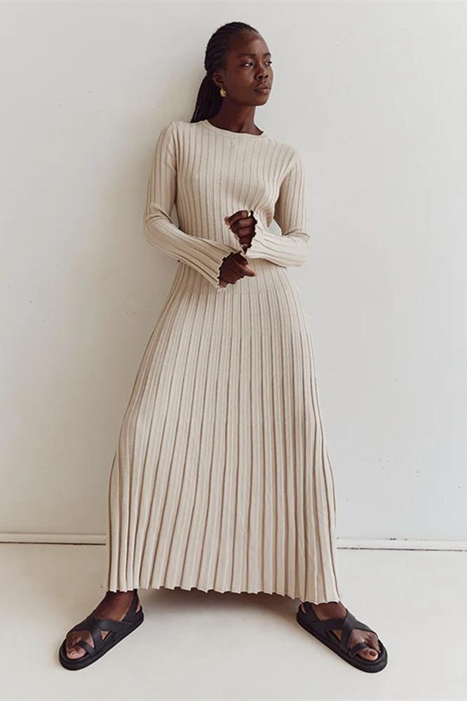 Free People Santa Fe Ribbed Knit Long outlet Sleeve Maxi Dress