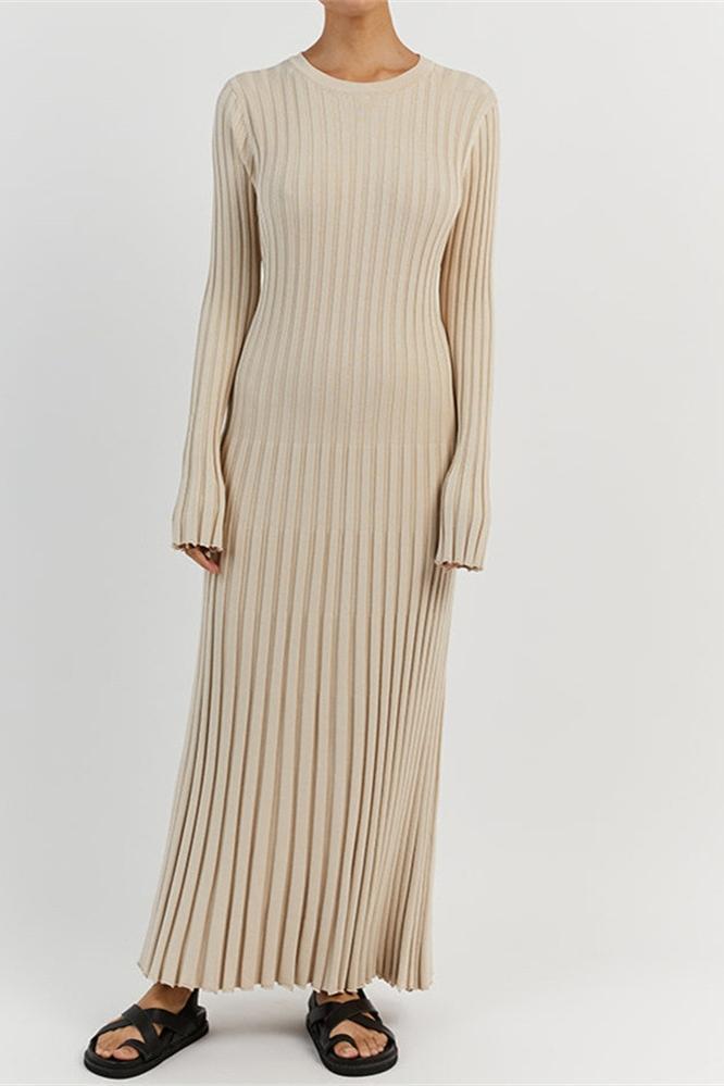 Antonia Rib Flare Maxi Knit Dress-Sunfere