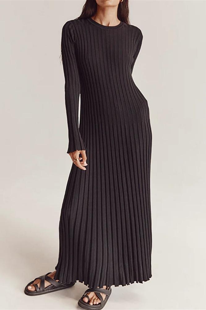 Antonia Rib Flare Maxi Knit Dress-Sunfere