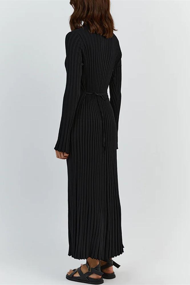 Antonia Rib Flare Maxi Knit Dress-Sunfere