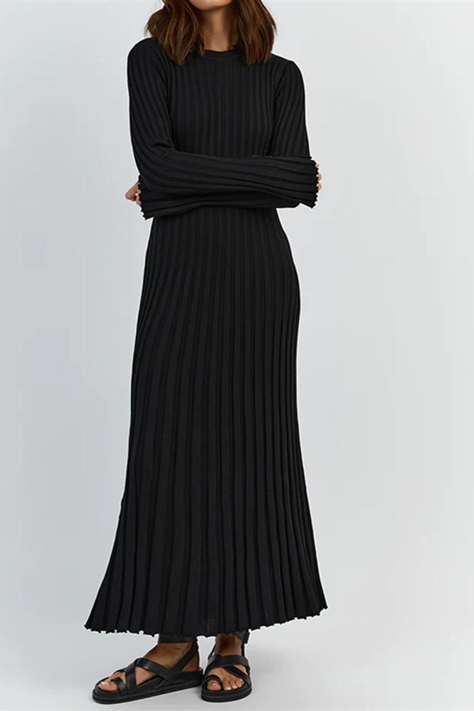 Antonia Rib Flare Maxi Knit Dress-Sunfere