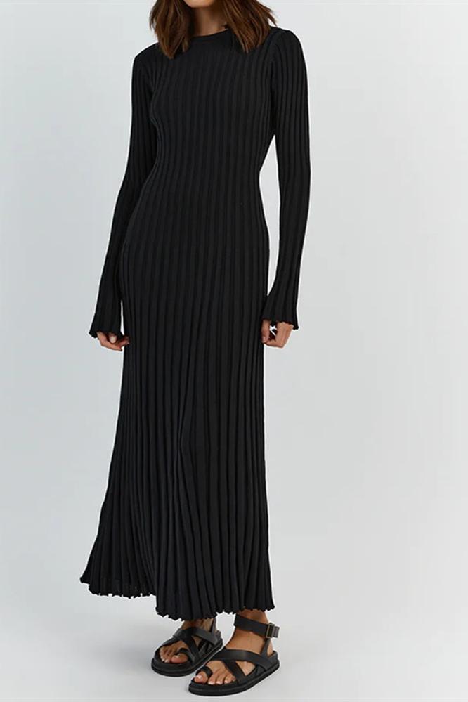 Antonia Rib Flare Maxi Knit Dress-Sunfere