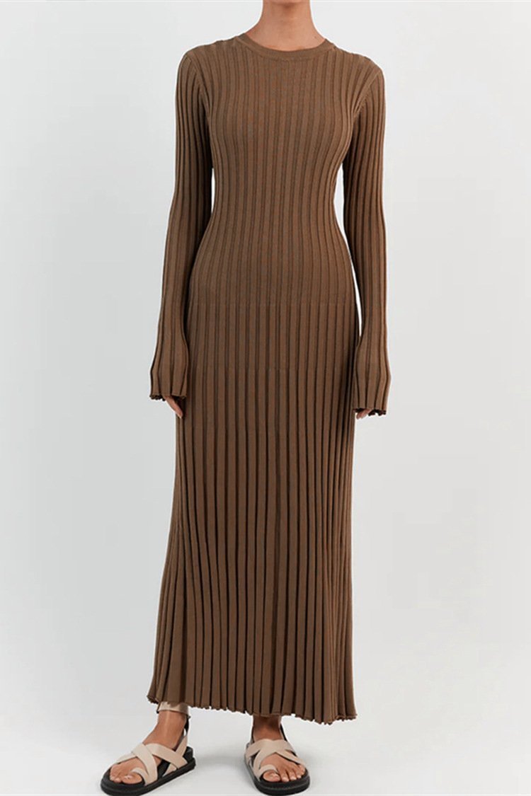 Antonia Rib Flare Maxi Knit Dress-Sunfere
