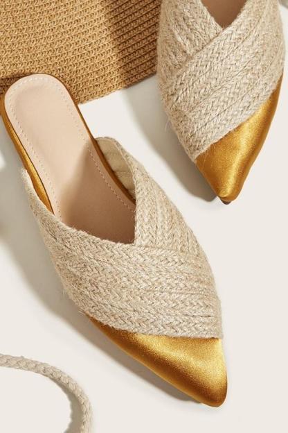 Apphia Woven Satin Slippers-Sunfere