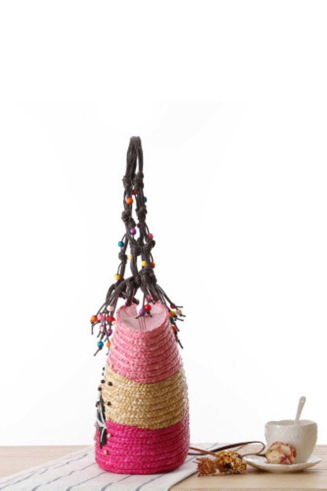 Arora Embroidered Seastar Weave Straw Tote Bag-Sunfere