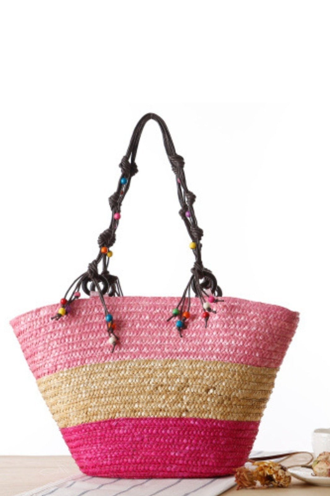 Arora Embroidered Seastar Weave Straw Tote Bag-Sunfere
