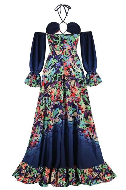 dresses-Astrid Printed Halter Maxi Dress-SD00205112784-Blue-S - Sunfere