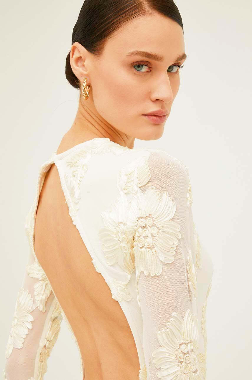 Aurora Embroidered Backless Mesh Mini Dress-Sunfere