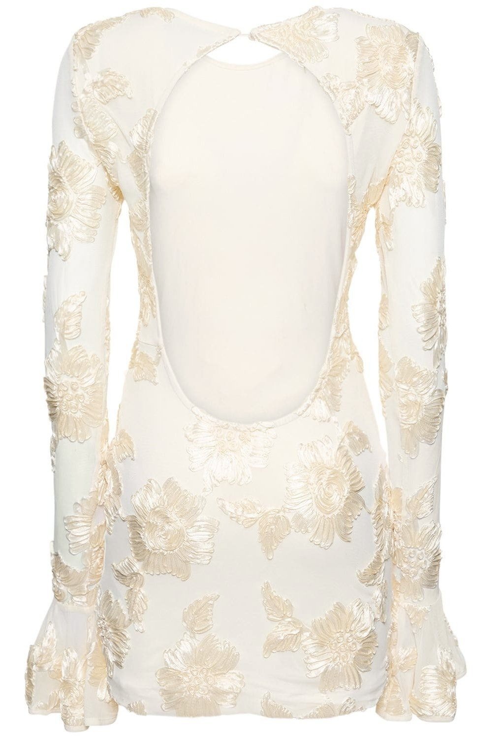 Aurora Embroidered Backless Mesh Mini Dress-Sunfere