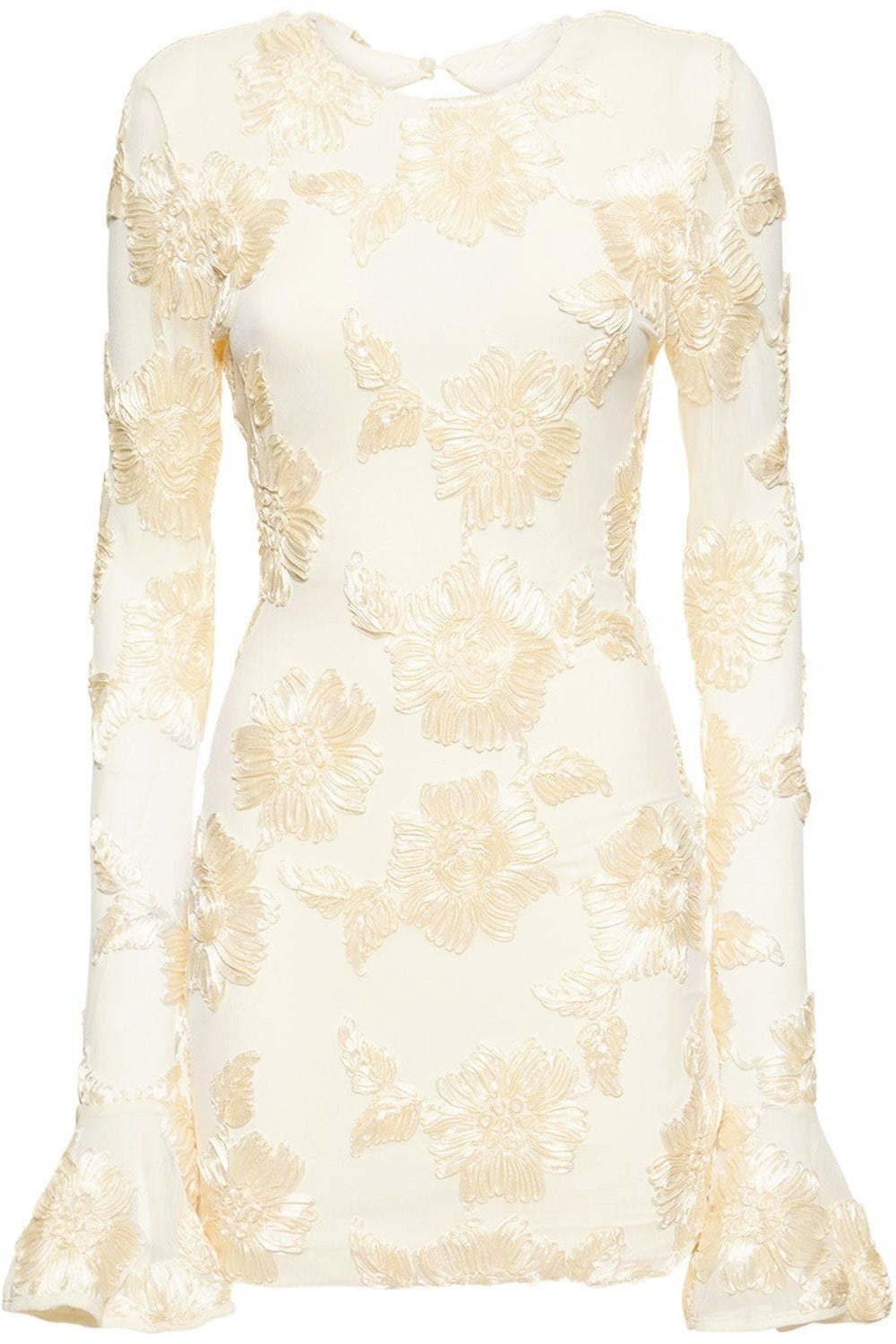 Aurora Embroidered Backless Mesh Mini Dress-Sunfere