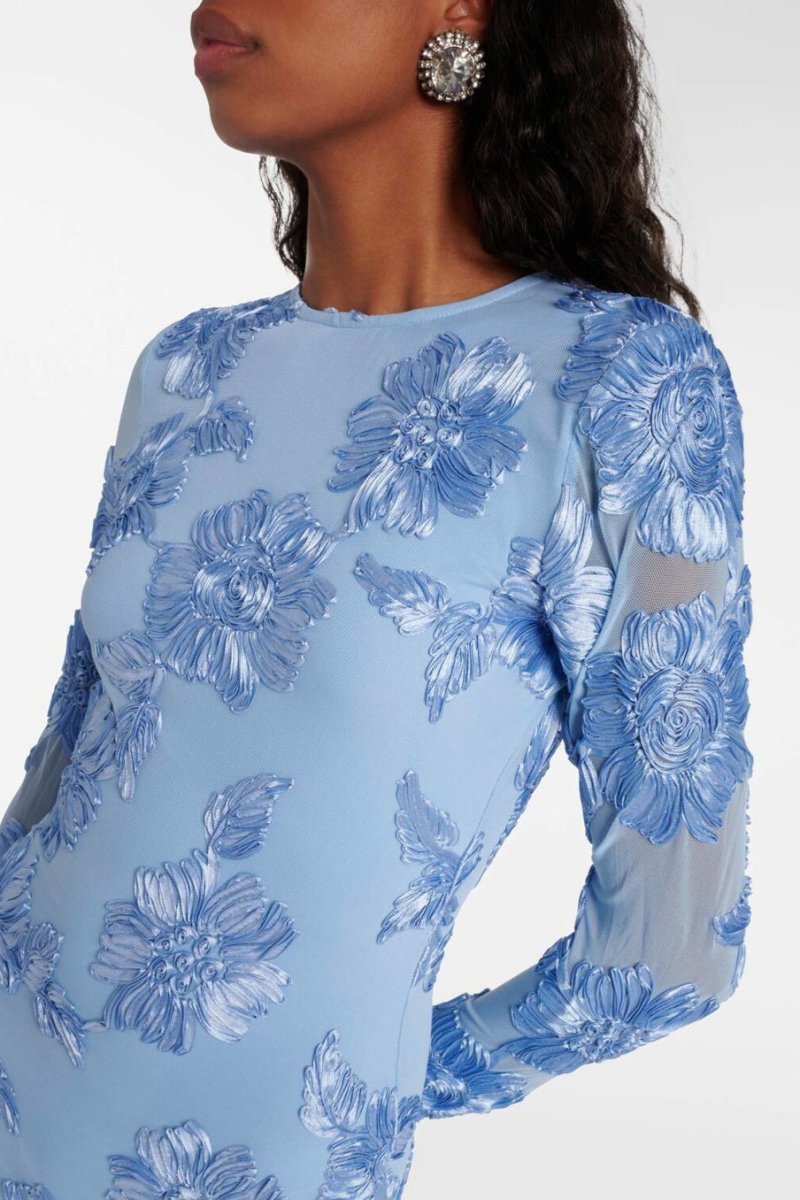 Aurora Embroidered Backless Mesh Mini Dress-Sunfere