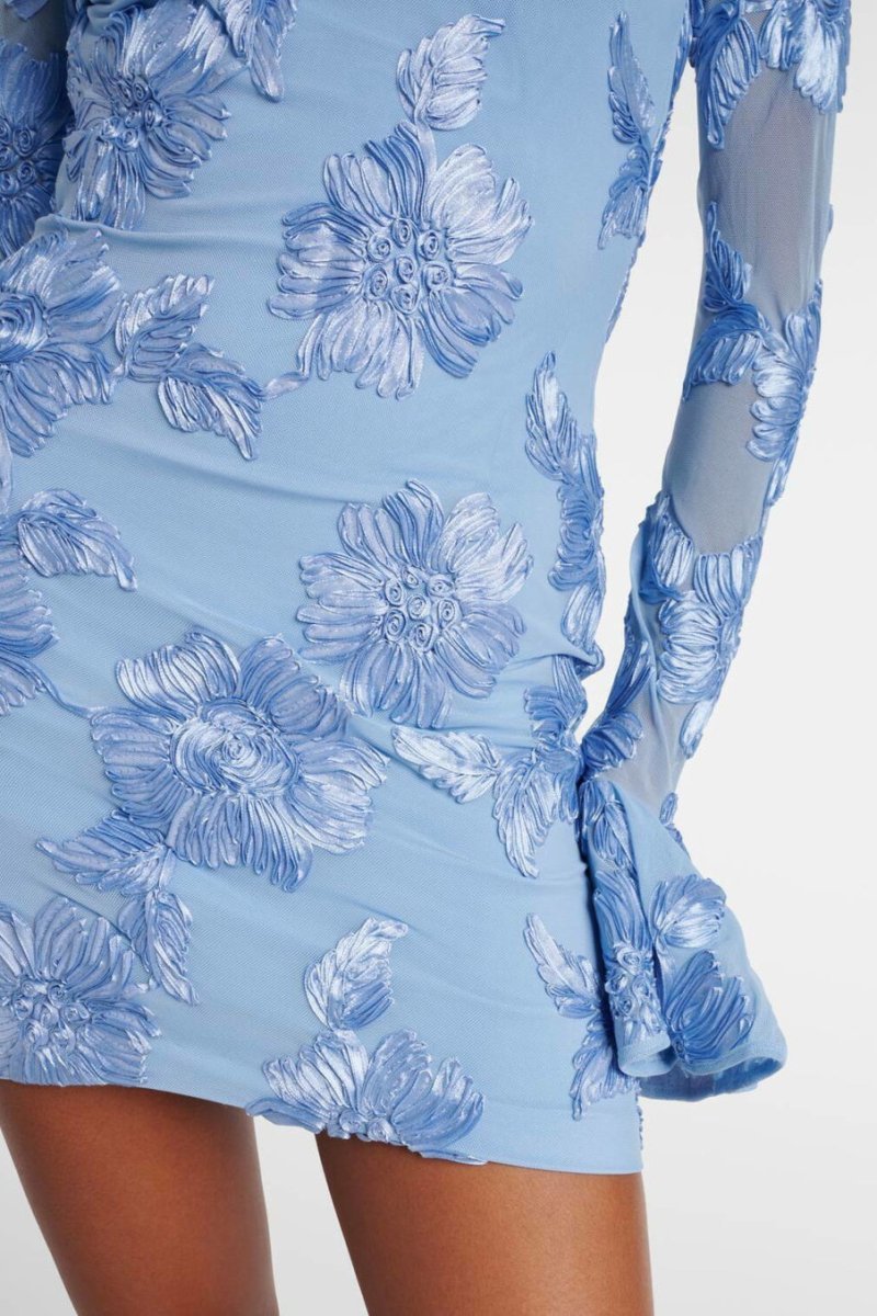 Aurora Embroidered Backless Mesh Mini Dress-Sunfere