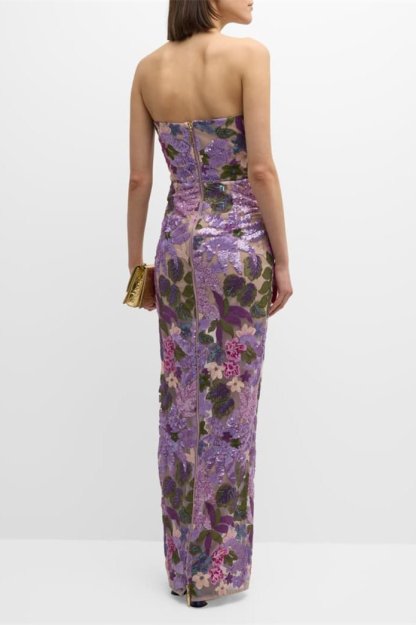 Aurora Floral-embroidered Strapless Maxi Dress-Sunfere