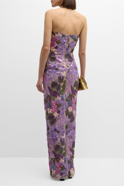 Aurora Floral-embroidered Strapless Maxi Dress-Sunfere