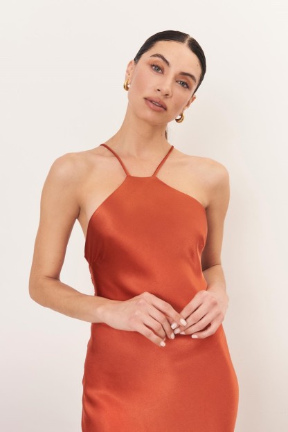 Cecillia Bias Cut Backless Satin Maxi Dress