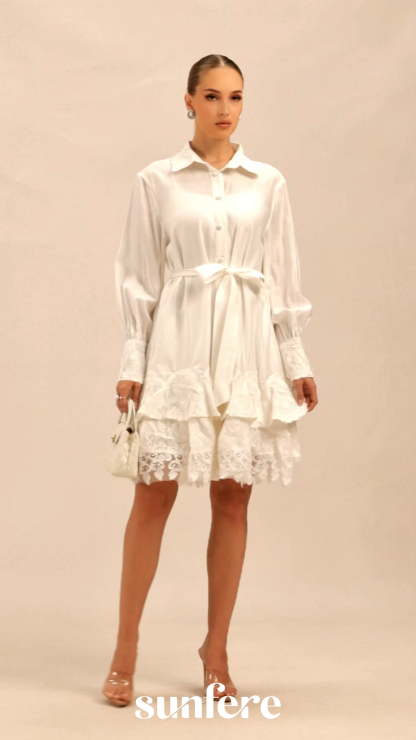 Sweetest Memory White Lace Layered Mini Dress