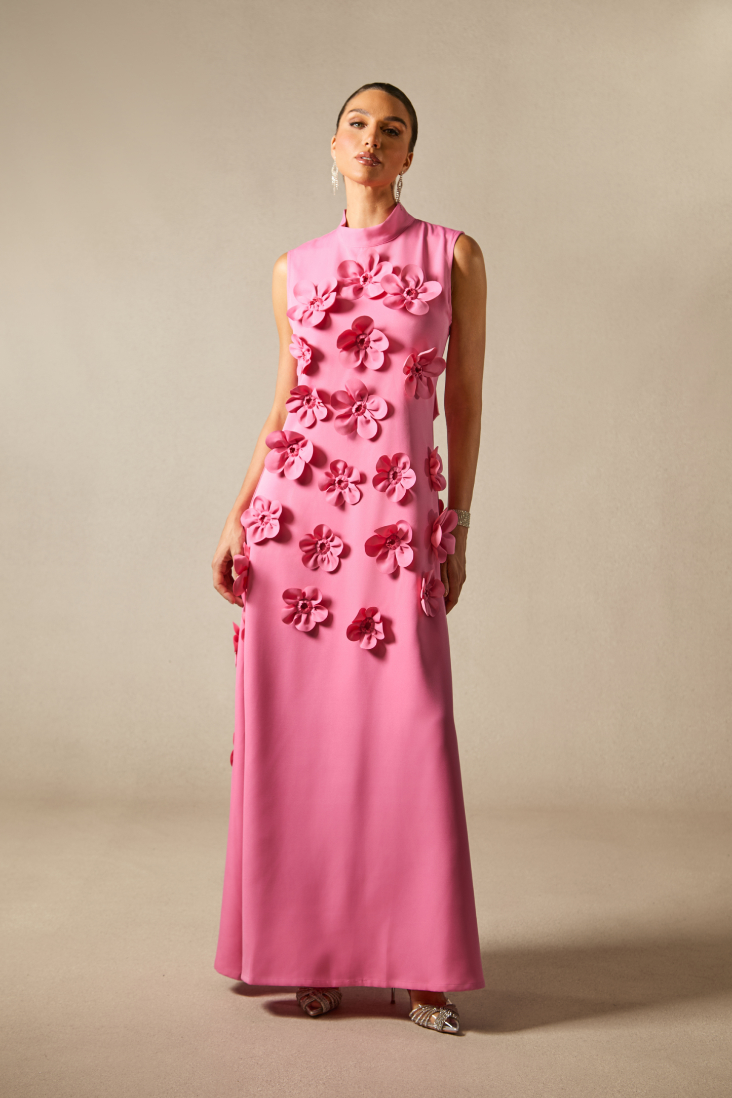 sunfere Ethel Flower Embellished Sleeveless Maxi Dress or Airy  Garden Midi Dress