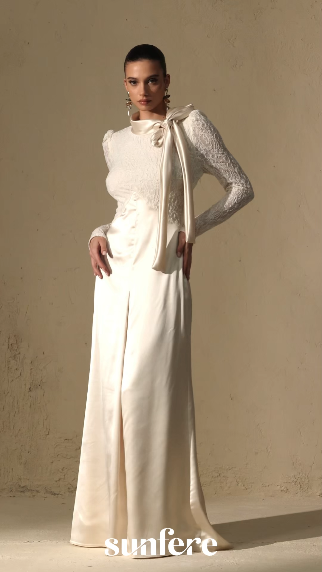 Bragging Rights White Bow Neck Lace Bodice Maxi Dress
