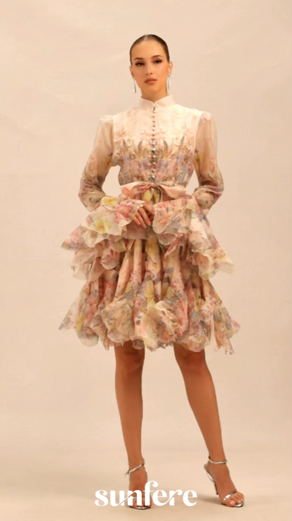 Lana Floral Print Flared Mini Dress