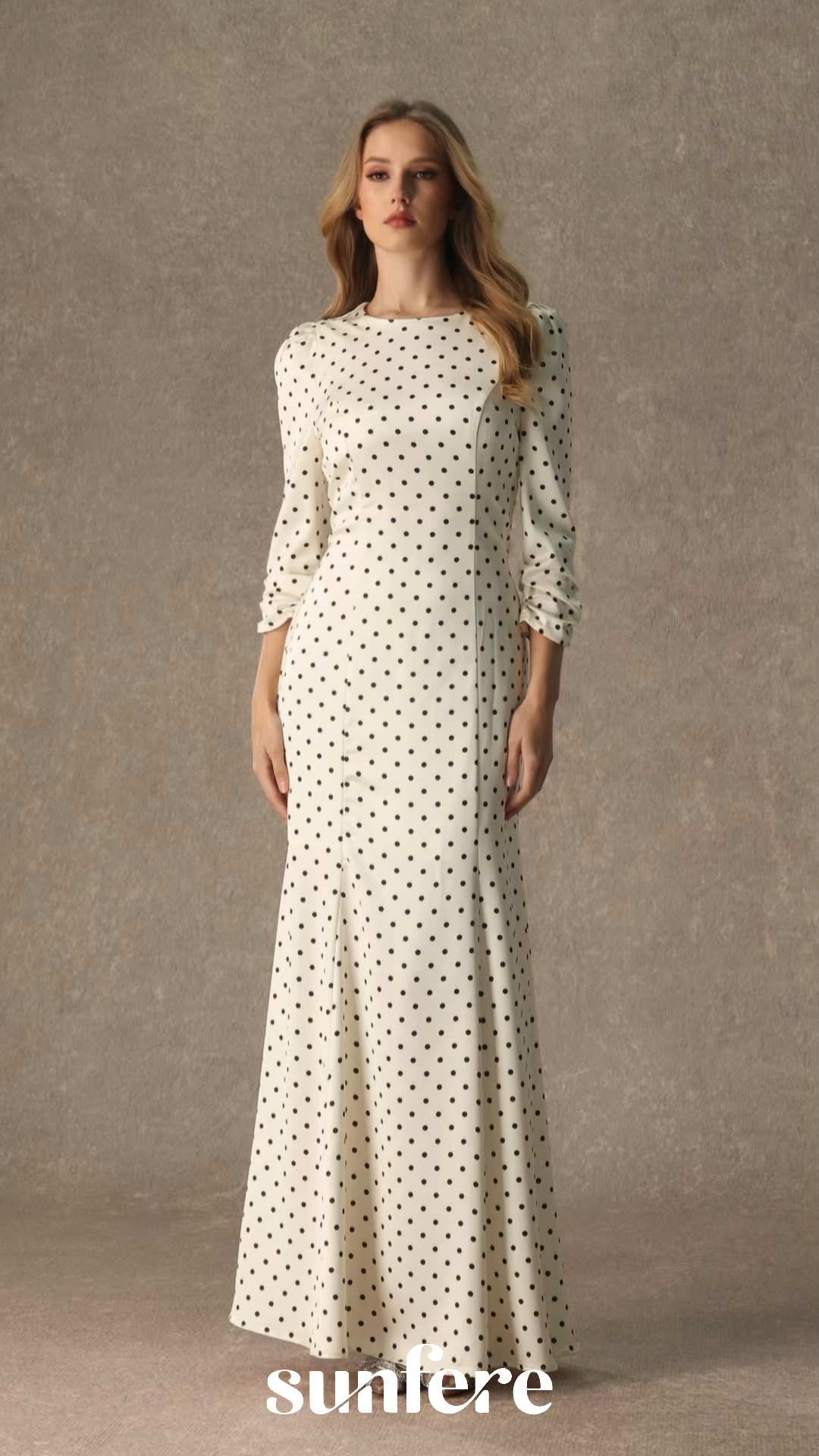 Vintage Chic White Polka Dot Back Cutout Maxi Dress