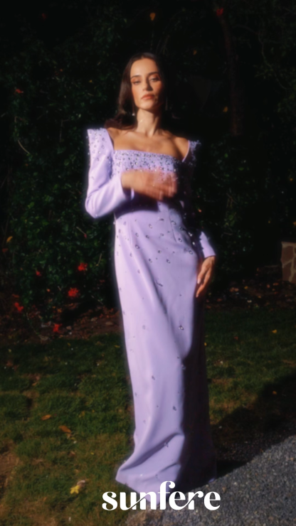 Isabella Crystal Embellished Square Neck Maxi Dress