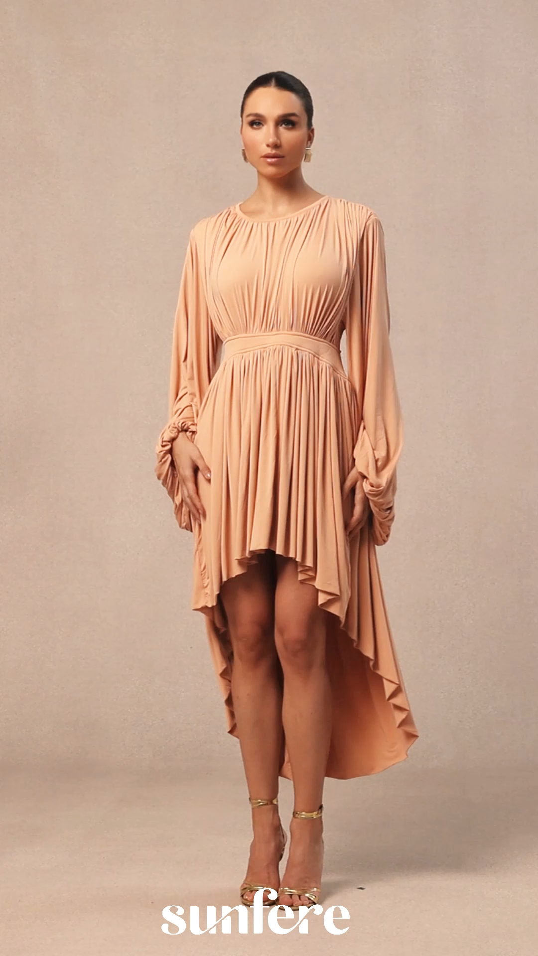 Thea Long Sleeve Asymmetrical Hem Mini Dress