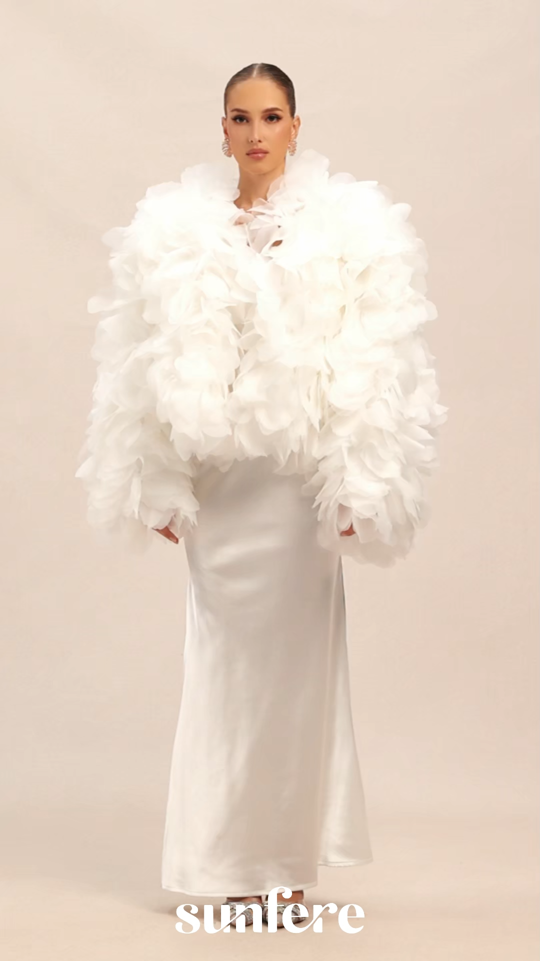 Demure And Dreamy White Floral Jacket & Satin Maxi Dress