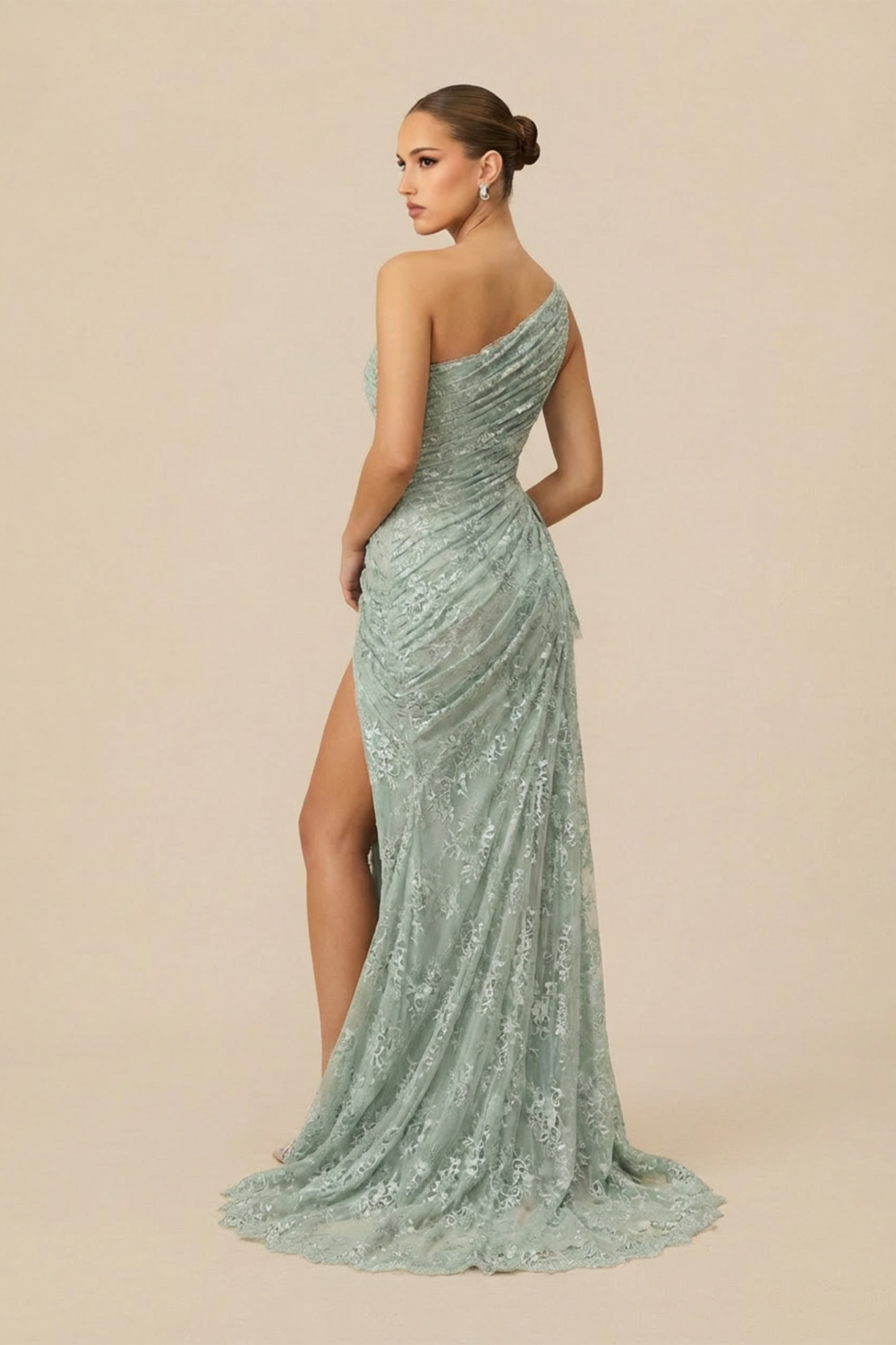Glamorous Disposition Green One Shoulder Ruched Maxi Dress