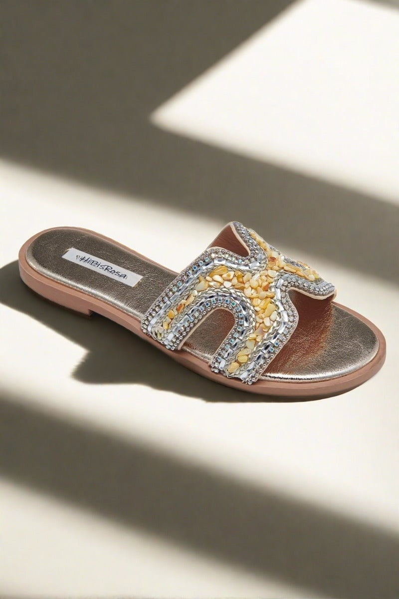 shoes-Barbara Gravel Decor Sandals-SSH00604022610-Gold-37 - Sunfere