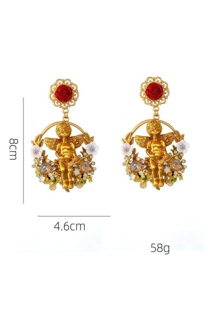 accessories-Baroque Cupid Angel Earrings-SA00601312431-Gold - Sunfere