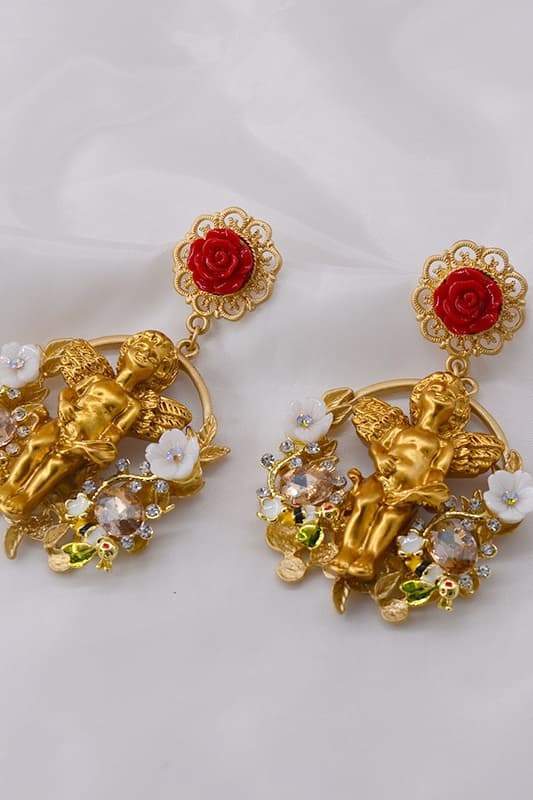 accessories-Baroque Cupid Angel Earrings-SA00601312431-Gold - Sunfere