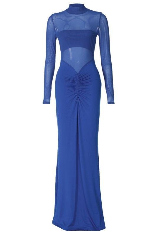 dresses-Basia Contrast Mesh Maxi Dress-SD00212132038-Blue-S - Sunfere