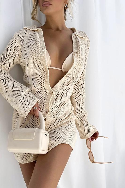 Basis crochet button-up cover-up-Sunfere
