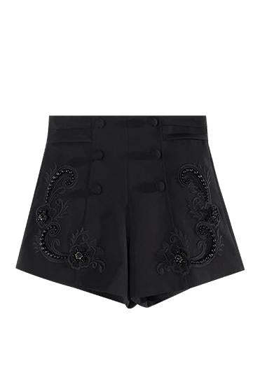 bottoms-Baylee Floral Embroidered Shorts-SB00202022298-Black-S - Sunfere