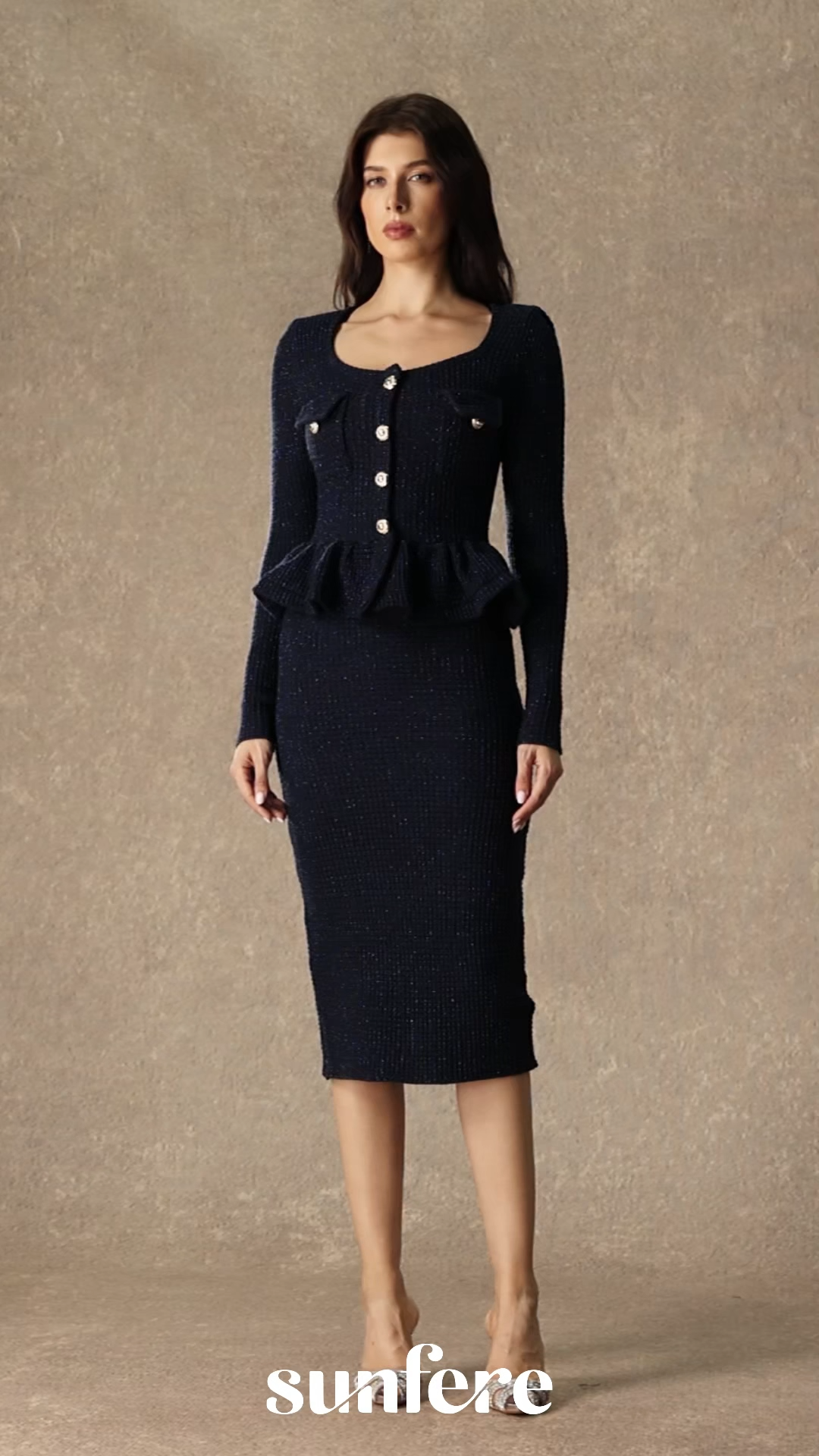 Best Date Ever Blue Square Neck Ruffled Midi Dress