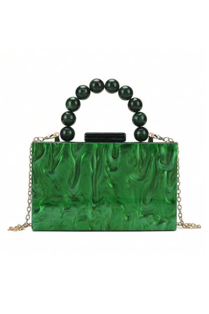 accessories-Beaded Chain Marbling Handbag-SA00602262318-Green - Sunfere