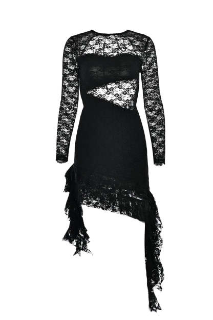 dresses-Belen Backless Ruffle Lace Mini Dress-SD00211061826-Black-S - Sunfere