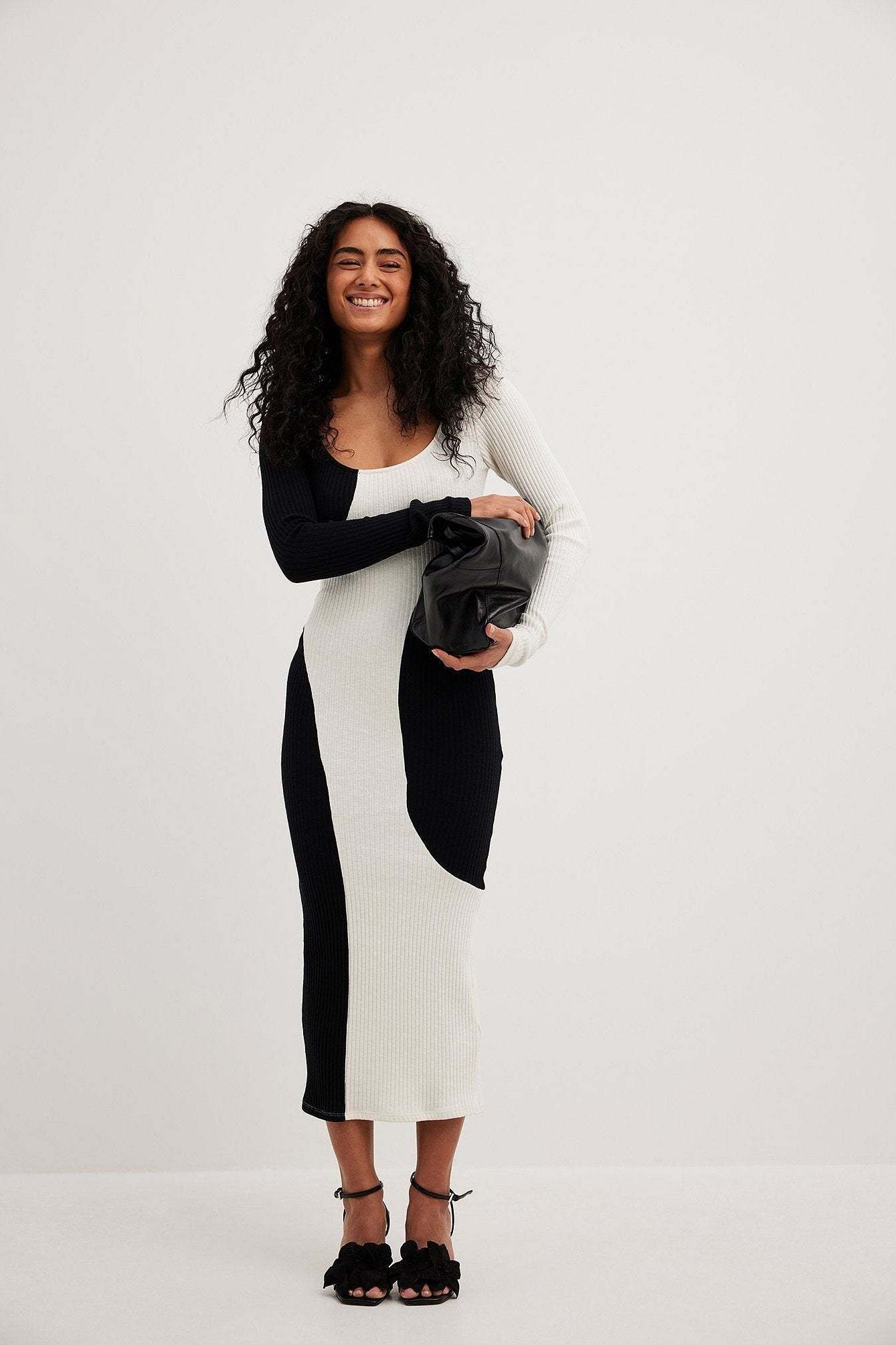 Belen Contrast Knit Midi Dress-Sunfere