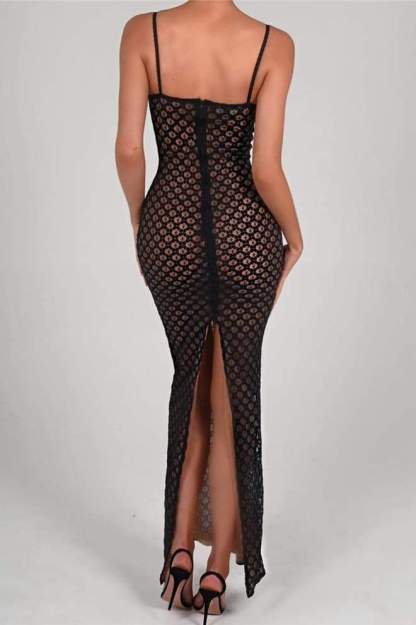 dresses-Bertha Printed Back Slit Maxi Mermaid Dress-SD00604192712-Black-S - Sunfere