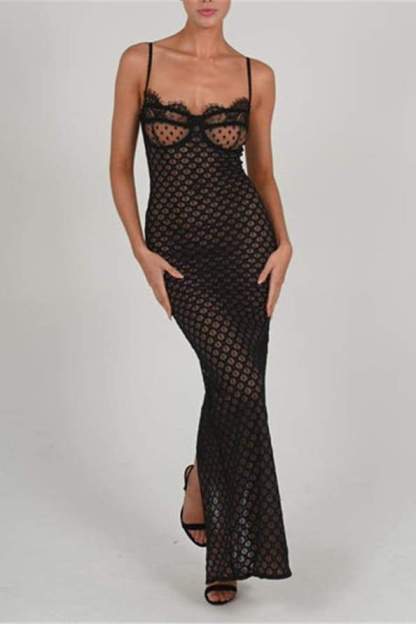 dresses-Bertha Printed Back Slit Maxi Mermaid Dress-SD00604192712-Black-S - Sunfere