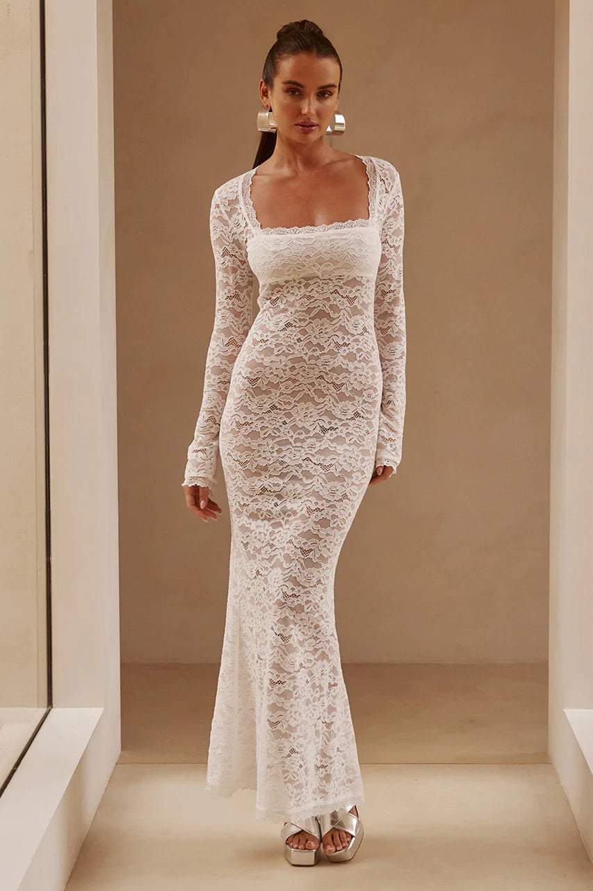 dresses-Bertha Square Neck Lace Maxi Dress-SD00211061825-White-S - Sunfere
