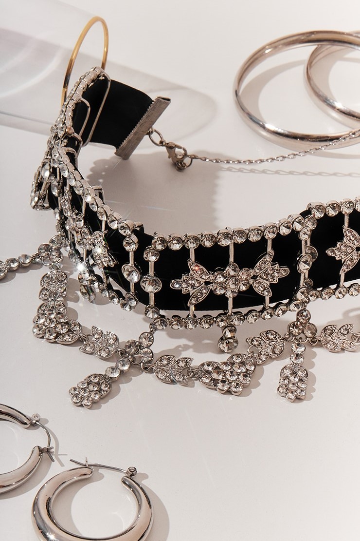 Beryl Diamond Velvet Choker Necklace