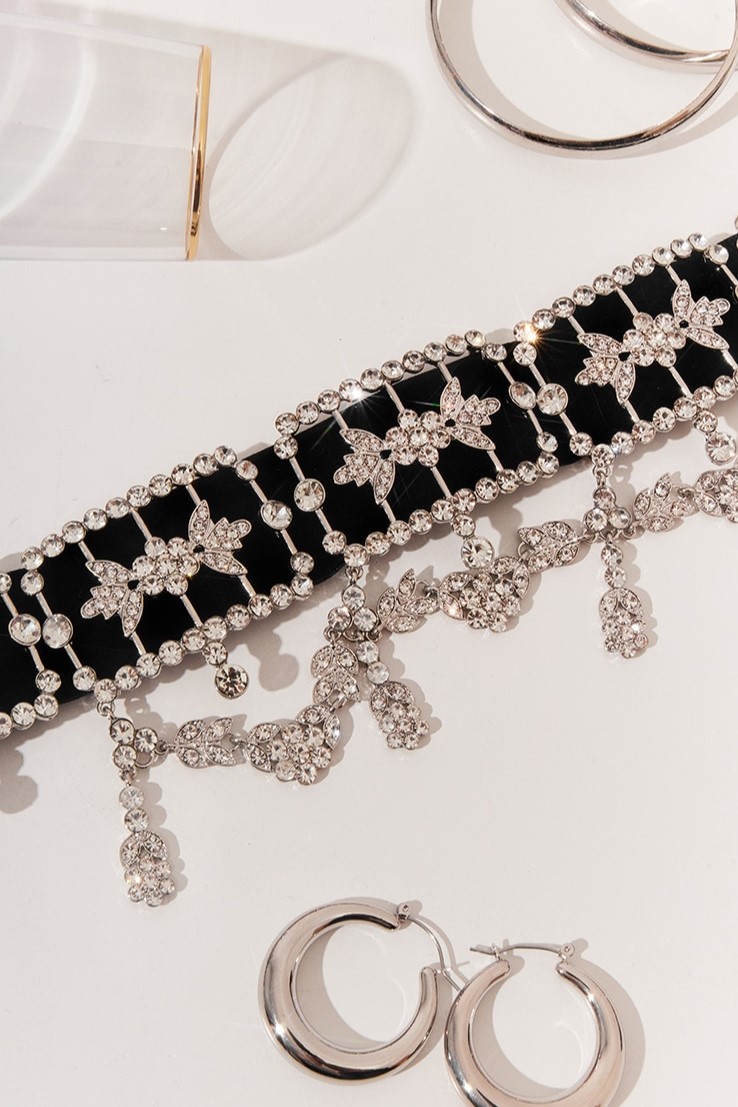 Beryl Diamond Velvet Choker Necklace