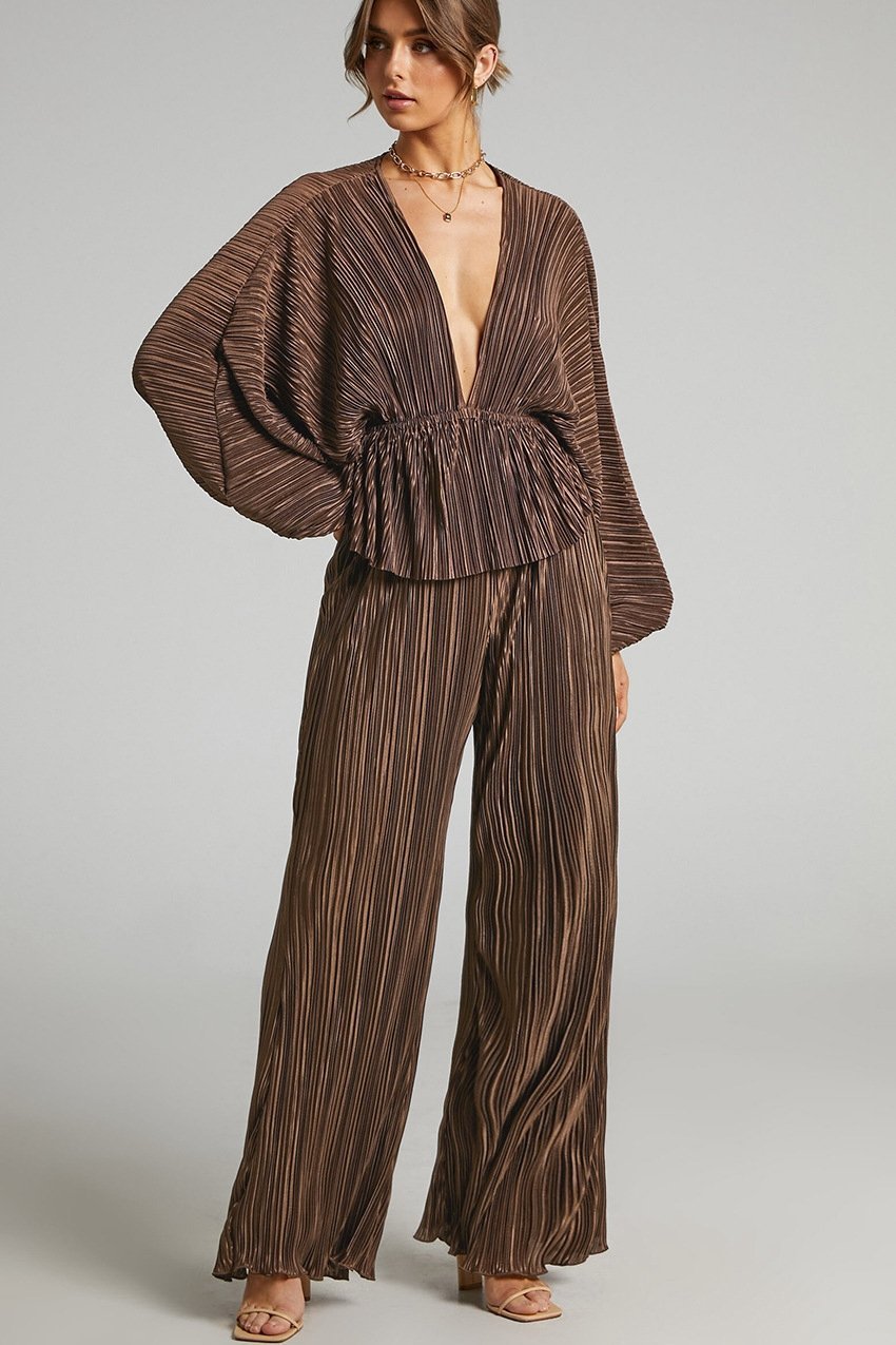 Betty V-neck Plisse Set-Sunfere