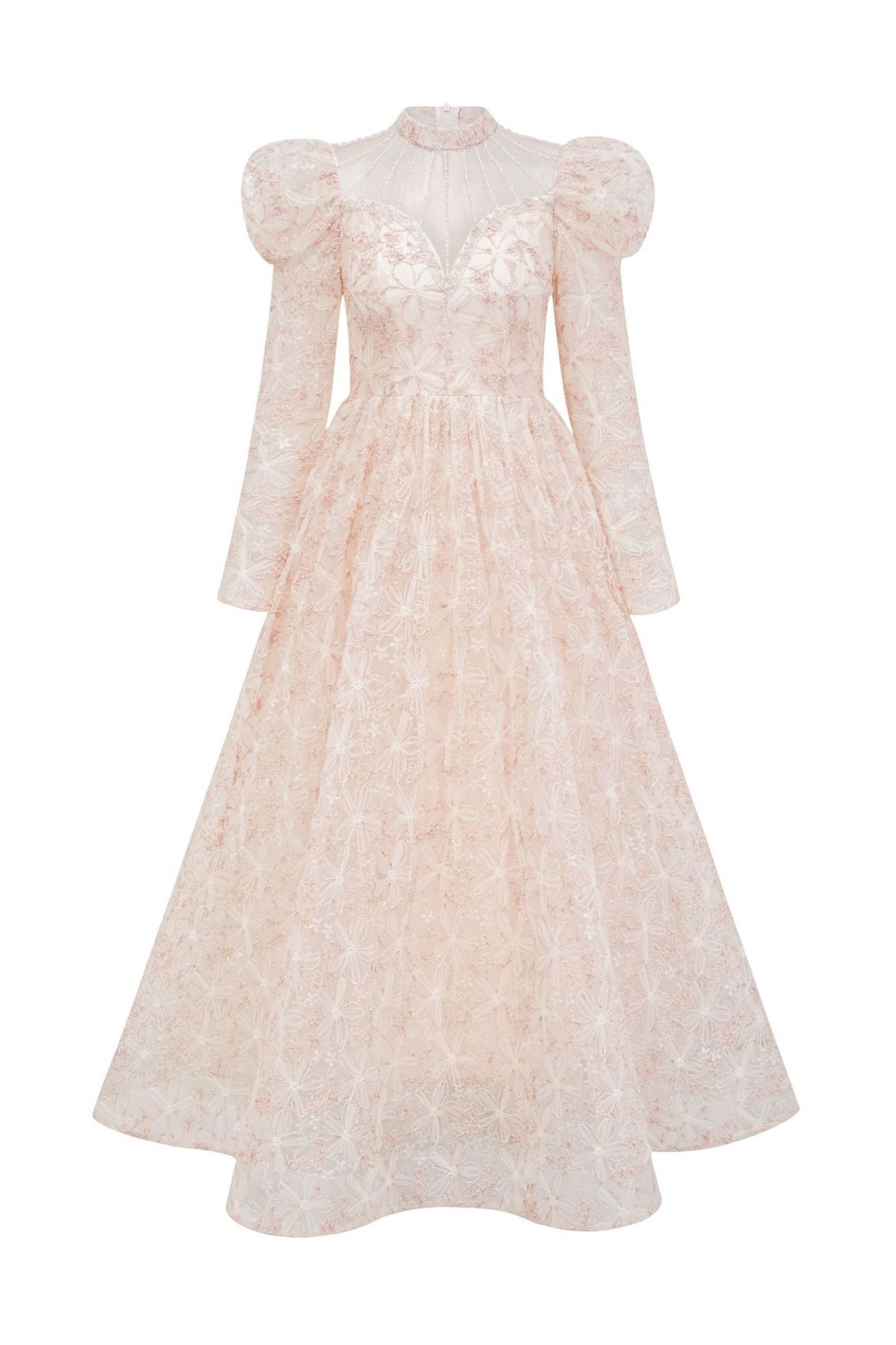 Celia Floral Embroidered Puff Sleeve Maxi Dress