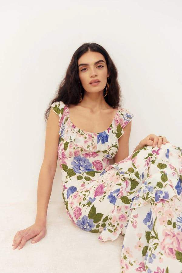 Bonnie Printed Ruffled Maxi Dress-Sunfere