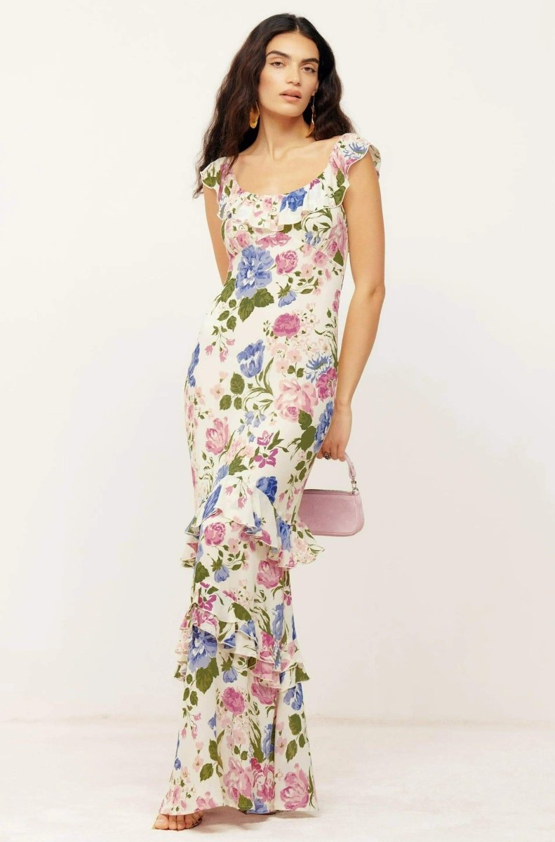 dresses-Bonnie Printed Ruffled Maxi Dress-SD00603212511-Multi-S - Sunfere