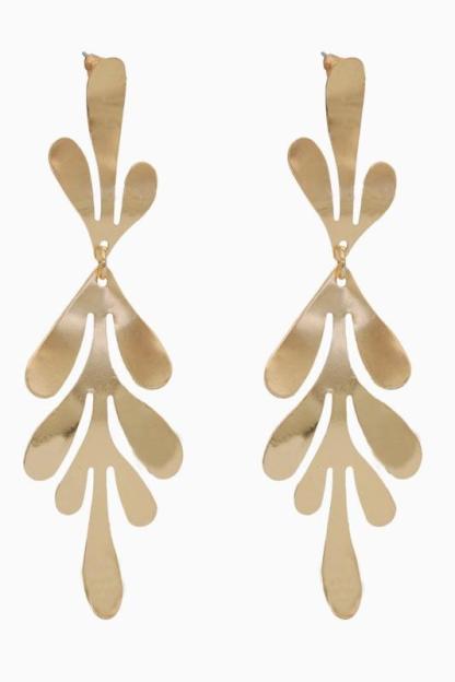 accessories-Brass Leaf Dangle Earrings-SA00601312367-Gold - Sunfere